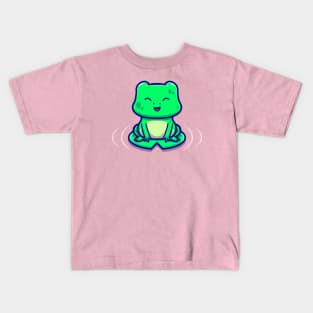 Cute Frog Sitting On A Leaf Kids T-Shirt